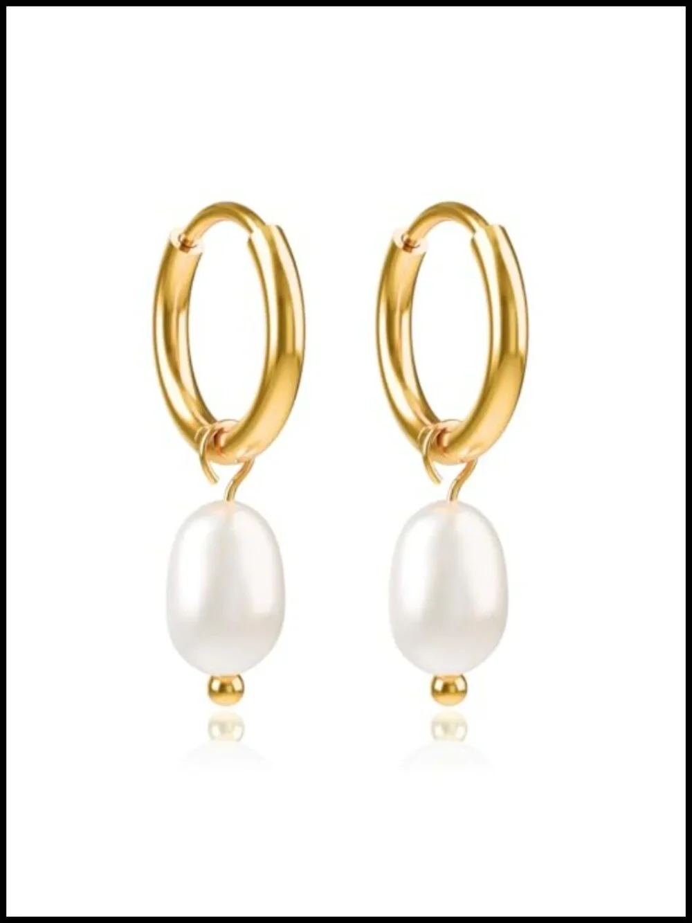 Dainty Freshwater Pearl Drop Earrings for Women Gold Huggie Hoop Dangle